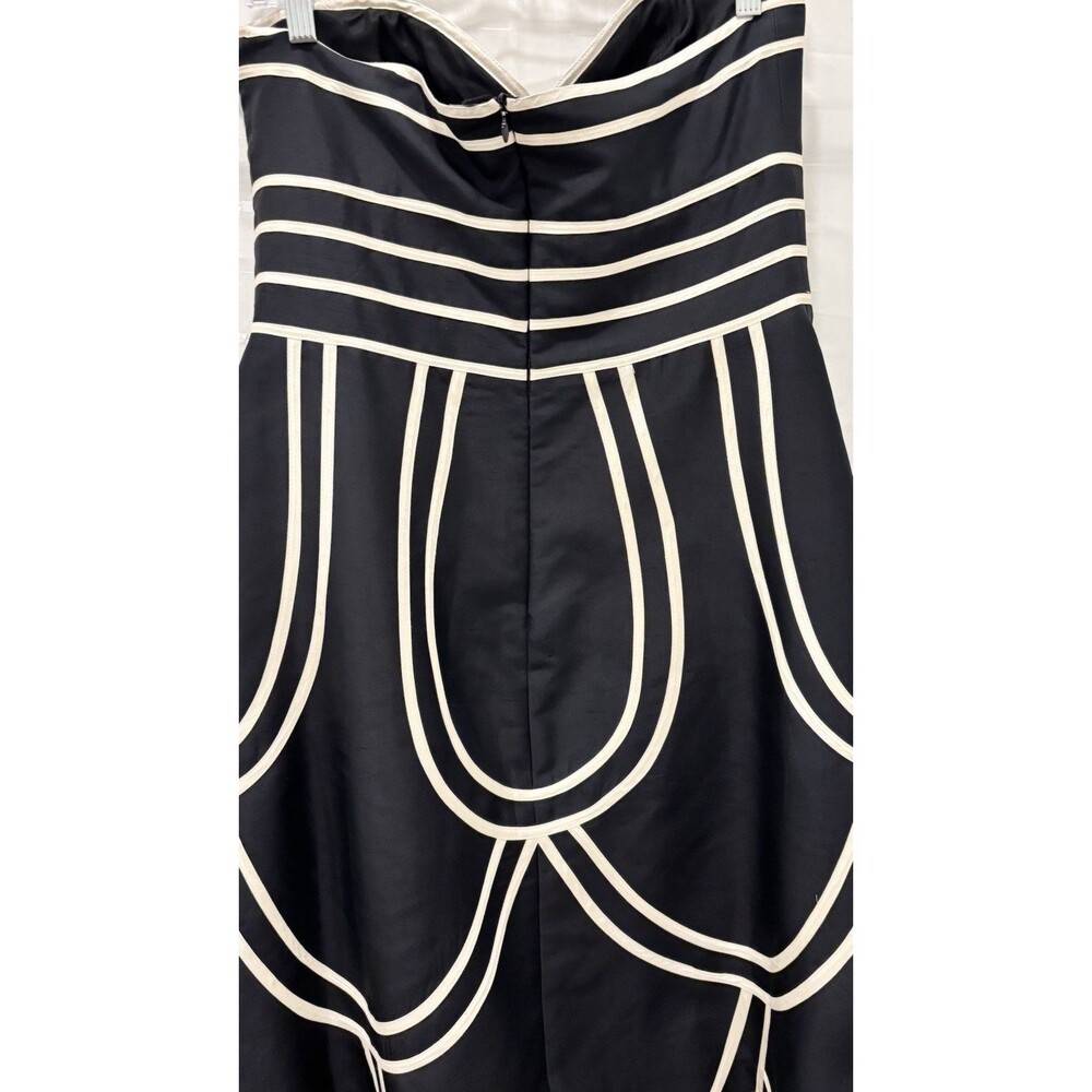 WD.NY Strapless Silk Dress Size 10 Black White Cocktail Fit & Flare - Picture 3 of 11